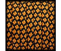 Paracord 550 Seil Diamond für Armband, Leine, Halsband, Polyester-Seil 30 Meter, Farbe: orange-schwarz