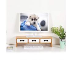 ZZRXSQZGJ Computermonitor-Aufsatzregal aus Holz Einfache Moderne Tastaturablage Rackablage für Schreibtisch mit Schublade Multifunktionspumpe DREI Pumpen