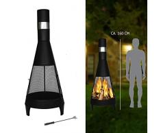 160 cm Gartenkamin Gartengrill Kamin Grill Außenkamin Grillkamin Pyramide