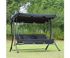 Hollywoodschaukel Gartenschaukel Moderne Gartenliege Outdoor Schaukelbank mit Liegefunktion 190x135x170cm JL10S