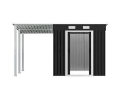 Tidyard Lagerschuppen Gegenständen Gartenschuppen Gerätehaus Lagerhaus Mit Vordach & Lüftungsklappen,Geräteschuppen 335 x 193 x 184 cm Mit Schiebetüren,verzinkter Stahl