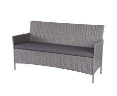 Mendler 3-Sitzer Poly-Rattan Gartenbank Halden, Sitzbank ~ grau, Kissen anthrazit