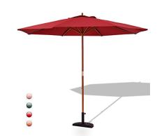 GOPLUS Sonnenschirm Balkonschirm Gartenschirm Marktschirm Terrassenschirm Ampelschirm Strandschirm Kurbelsonnenschirm, Farbewahl, aus Polyesterfaser und Holz, 270 cm (Rot)