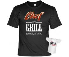 Grillset - T-Shirt Grillen + Flaschenshirt : Chef am Grill Bier .. - Set: Funshirt + Mini Shirt Farbe: schwarz Gr: L