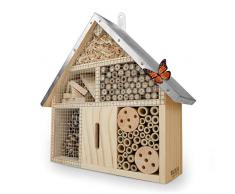Wildlife Friend | Insektenhotel mit Zink-Dach - unbehandelt, Insektenhaus aus Naturholz für Bienen, Marienkäfer, Florfliegen & Schmetterlinge, Bienenhotel & Nisthilfe zum aufhängen