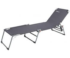 Berger Dreibeinliege, Stahlgestänge, grau, Belastbar bis 120 kg, 5-Fach verstellbar, Tragetasche, Feldbett Campingliege