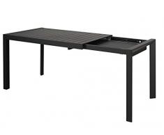 Chicreat Ausziehbarer Gartentisch, Schwarz, Aluminium, 127-180 x 77 x 71,5 cm