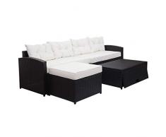Mendler XXL Poly-Rattan Garnitur HWC-G29, Garten-/Lounge-Set Sofa Sitzgruppe, 238cm ~ braun, Kissen Creme