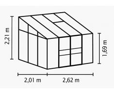 Gartenwelt Riegelsberger Anlehngewächshaus Ida - Ausführung: 5200 HKP 4 mm dunkelgrün, Fläche: ca. 5,2 m², mit 1 Dachfenster, Sockelmaß: 1,90 x 2,54 m