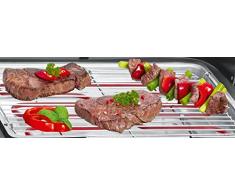 Clatronic BQ 3507 Barbecue-Tischgrill, Verchromter Grillrost, Metallauffangschale, Windschutz, Cool Touch-Gehäuse, Schwarz, 2000 Watt