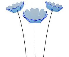 SUNPLAY Sonnenfänger Primel in BLAU, 3 Stück zu je 15 cm Durchmesser im Set + 70 cm Schwingstäbe