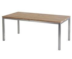 Diamond Garden stilvoller Barletta Tisch aus hochwertigem Edelstahl, rechteckige Tischplatte aus Teakholz mit Breiten Lamellen, 180 x 90 x 74 cm, Gartentisch Dinnertisch für 6 Personen, wetterfest