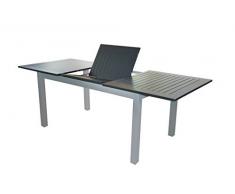 Doppler XXL Voll Aluminium Auszieh-Gartentisch Detroit 220/280 x 100 cm mit Synchronauszug silber mit schwarzer Platte, TÜV-geprüft
