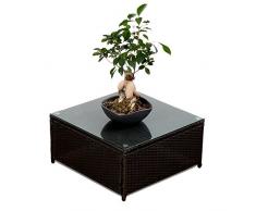 XINRO® (1er Polyrattan Lounge Tisch - Gartenmöbel Hocker Rattan - durch andere Polyrattan Lounge Gartenmöbel Elemente erweiterbar - In/Outdoor - handgeflochten - schwarz