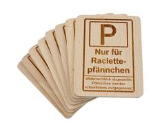 8 Stück Raclette Untersetzer mit LasergravurRaclettepfännchen Parkplatz aus Buchenholz, 100x80x7mm