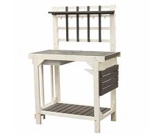 Siena Garden Pflanztisch, integrierte Wanne, ausklappbare Seitentische, 123x53x142cm, grau/weiß, 372417