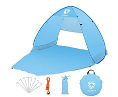 Vigorun Strandmuschel, Tragbares Pop up Strandzelt UV Schutz 50+ Automatisches Öffnungs Zelt für Strand, Garten, Camping, Angeln