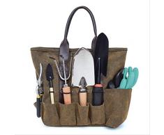 Grantien Gartenwerkzeugtasche Pflanzenpflege Canvas-Tasche für das Gartenwerkzeug-Set mit Mehreren Taschengriffen braun 15,3 x 11,4 in