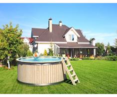 ISIDOR Holzpool Casper, Swimmingpool aus Vollholz inkl. EIN- und Ausstiegsleiter 240x107cm