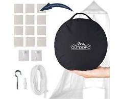 Outdoro Moskitonetz inklusive Klebehaken für Zuhause und Reisen extra-groß für Doppelbett & Einzelbett, Betthimmel