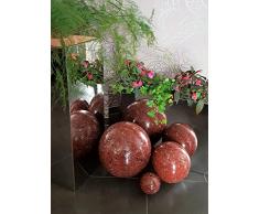 Kugel aus Edelstahl 20 cm Dekokugel Granit rot Dekorationskugel Edelstahlkugel