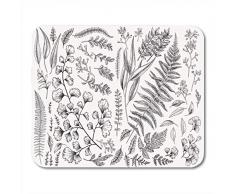 Mauspads Blattblätter Botanischer Farn Eukalyptus Buchsbaum Vintage Blumen Schwarz Mauspad für Notebooks, Desktop-Computer Matten Büromaterial