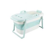 Folding bathtub Erwachsenen-Faltbadewanne,Tragbare Ganzkörper-Kunststoffbadewanne,Badeeimer,Großes Kunststoffhaus,Kinderbecken,Babywanne,(Farbe:Blau+Deckel,Größe:117X65X60Cm)