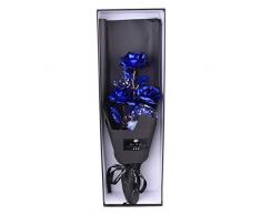 BESPORTBLE Rosenstrauß Goldfolie Rosen Blumengeschenke Künstlich für Immer Blumen mit Box für Hochzeitsfrau Freundin (Blau)