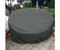 Sonneninsel Schutzhülle Rund 190cm Anthrazit Premium WASSERDICHT Liegeinsel Liege Abdeckplane Abdeckung Plane Rattan Garten Möbel Haube Hülle