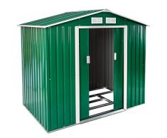 TecTake Metall Gerätehaus Gartenhaus Satteldach | Metall-Fundament | Diverse Farben und Modelle (Typ 1 | Grün | Nr. 402182)
