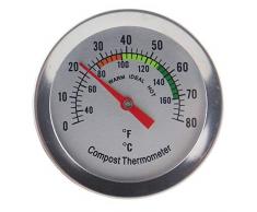 Kompost Thermometer – Edelstahl Zifferblatt Thermometer für Home und Backyard Kompostierung – 60 mm Durchmesser C & F Zifferblatt, 295 mm Temperatur Sonde