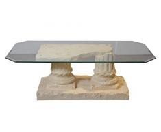Antikes Wohndesign Couchtisch Wohnzimmertisch Glastisch Säulentisch Steintisch