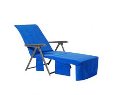 Hongyans Liegestuhlauflage Schonbezug für Gartenliege Liegestuhlauflage Strandtuch für Liegestuhl/Sport Handtuch für Sonnenliege/Lounge Mate/Liegestuhl Bezug mit Seitentasche 215 * 75cm (blau)