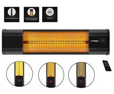Phönix PCH-2000W Infrarot Carbon Heizstrahler Wandheizung mit Fernbedienung Heizstrahler Terassenheizung | Indoor & Outdoor | 2000 Watt | Abdeckhaube & Thermostat & Timer & 3 Stufen