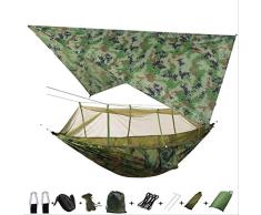 FRWE Tragbare Camping Hängematte Mit Moskitonetz Und Regen Fliegen Tarp, Hängematte Baldachin Nylon Hängematten Doppel Hängematte Wandern Patio Möbel Tarnung