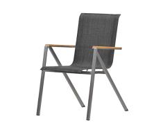Kai Wiechmann Stapelstuhl Gartenstuhl Moraira Edelstahl mit Teak leicht ✓ modern & minimalistisch ✓