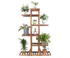 unho Blumenregal aus Massivholz Blumentreppe Blumen Rack 6 Ebenen Dekoration in Haus Garten Balkon Terrasse Flur Blumenständer, 90 x 131 x 25cm
