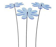 SUNPLAY Sonnenfänger Gänseblümchen in Blau, 3 Stück zu je 20 cm Durchmesser im Set + 70 cm Schwingstäbe