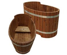 bambus-discount.com Holz Badewanne mit Sitzbank, Set2 - für Holzbadefass Badefässer Badefass für draussen