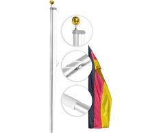 normani Aluminium Fahnenmast inkl. Deutschland Fahne + Bodenhülse + Zugseil in verschiedenen Höhen wählbar Größe 6.5 m