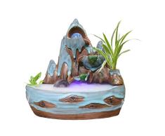 Guoqunshop Indoor Wasserfall Indoor Keramik Berg Stein-Brunnen 3 Ebene Wasserfall rotierende Kugel Perfekte Desktop Dekoration dekorative Brunnen Feng Shui Wasserfälle (Color : with Atomizer)