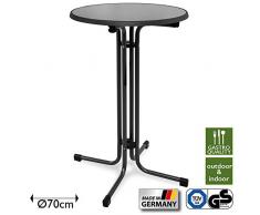 Beautissu Gastro Stehtisch klappbar Ø 70 cm Sylt Outdoor Bistrotisch rund Anthrazit Grau – Wetterbeständiger Klapptisch Gastroqualität - Made in Germany & Hitzebeständig