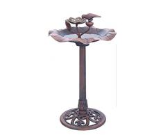 Novaliv Vogeltränke Vogelbad Garten frostsicher (Vogeltränke mit Futterplatz, rostfarben)