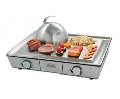 Solis Tischgrill, Edelstahl-Grillplatte, Teppanyaki-Glocke, Zwei Heizzonen, Grillen und Dünsten, Teppanyaki at Home Grill
