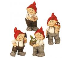 Geschenkestadl 4 süße GNOME Zwerg Gartenzwerg 22 cm rote Mütze Figuren für Haus und Garten