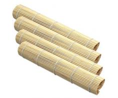 Space Home - Sushi Rollmatte aus Bambus - Für die Zubereitung von Maki-Sushi - Sushimatte - Bambusmatte - 4 Bambus Sushi Matten