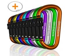 MyIdeaz 10er Pack Karabiner mit Schraubverschluss, Rostfrei Karabinerhaken, Premium Aluminium Schraubkarabiner für Outdoor, Wandern, Schlüsselanhänger, Camping, Haustiere, Angeln, Haus und Garten