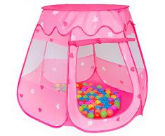 TecTake® Kinderspielzelt Pop Up Spielhaus Kinderzelt mit Bällebad 100 Bälle + Tasche pink