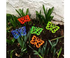 SunCatcher: SONNENFÄNGER 5er Set Schmetterling fluoreszierende Gartendeko | 6cm mit 25cm Stab | Gartenstecker Geschenk Dekoration