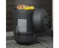 Orange County Smoker OCS 60360004 Räucherofen Räuchertonne Elektrisch Stilvoller, schwarzer 3-in-1 BBQ-Grill mit 1800 Watt Leistung im Fassdesign Ohne Flamme Ideal für Garten und Terrasse, Rustikal
